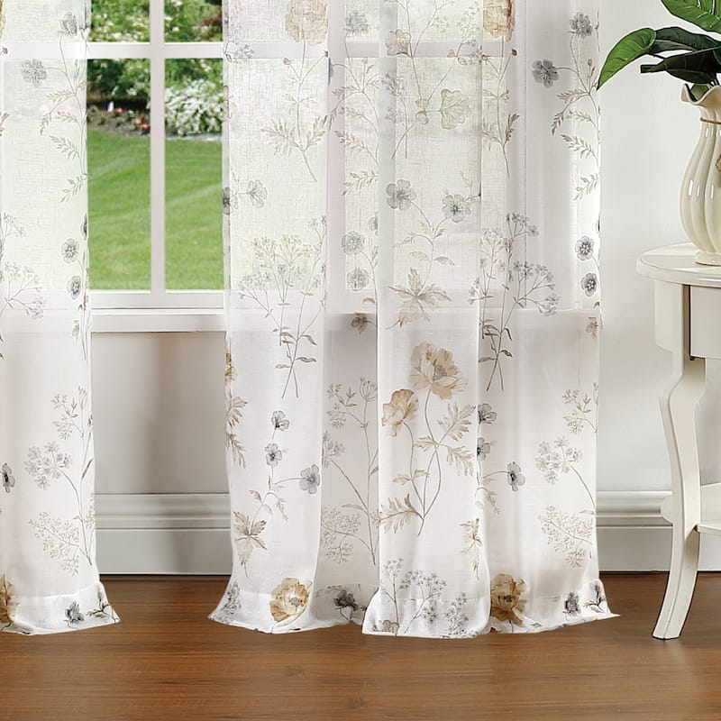 Martha Stewart Martha's Garden Floral Semi-Sheer Curtain Panel Pair