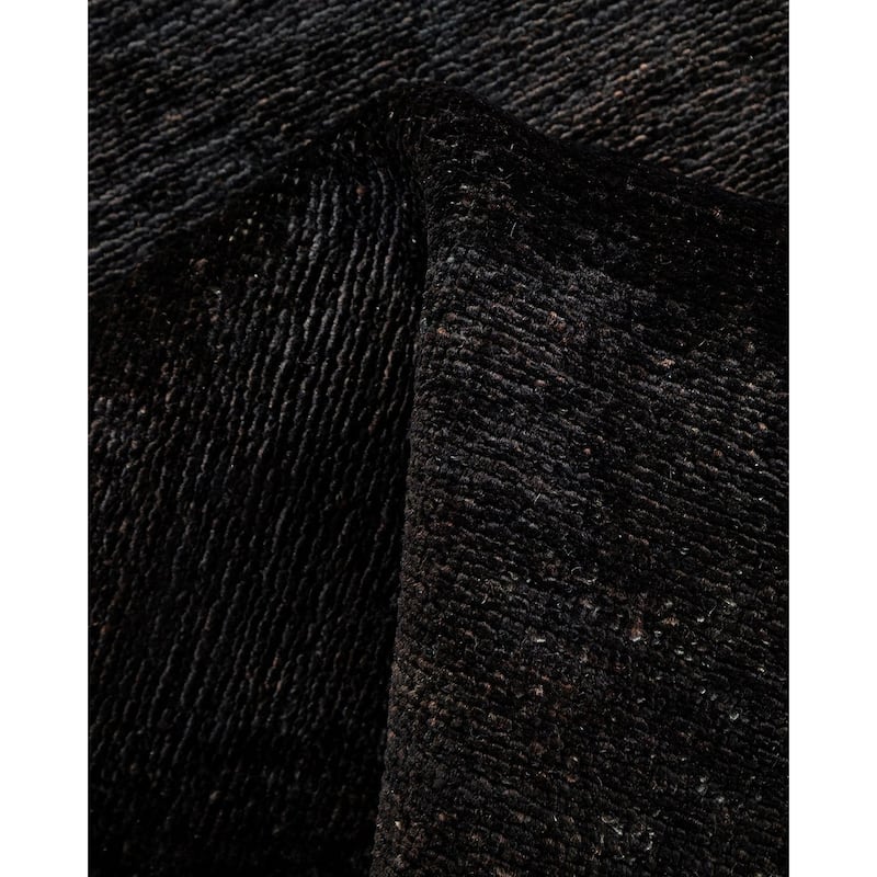 Overton Hand Knotted Wool Vintage Inspired Modern Contemporary Overdyed Black Runner Rug - 3' 0" x 14' 4"