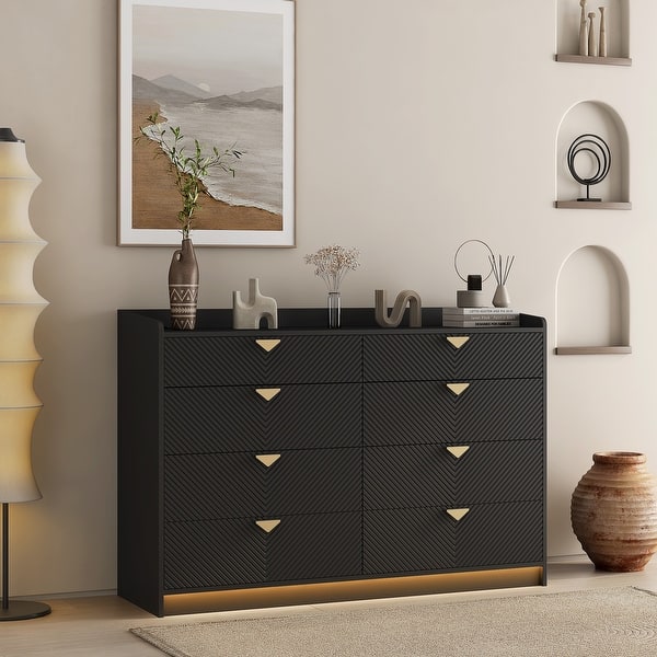 8 Drawer Double Dresser for Bedroom,Modern Dressers Chest of Drawers with Fluted Panel,Black - Bed Bath & Beyond - 40978430 8 Drawer Double Dresser for Bedroom,Modern Dressers Chest of Drawers with Fluted Panel,Black - Bed Bath & Beyond - 40978430