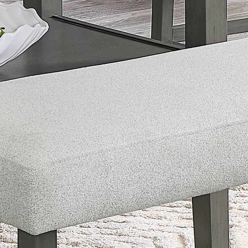 Selena 40" Light Gray Fabric Counter Height Bench with Gray Wood Frame & Wooden Footrest - Upholstered Dining & Kitchen Seating