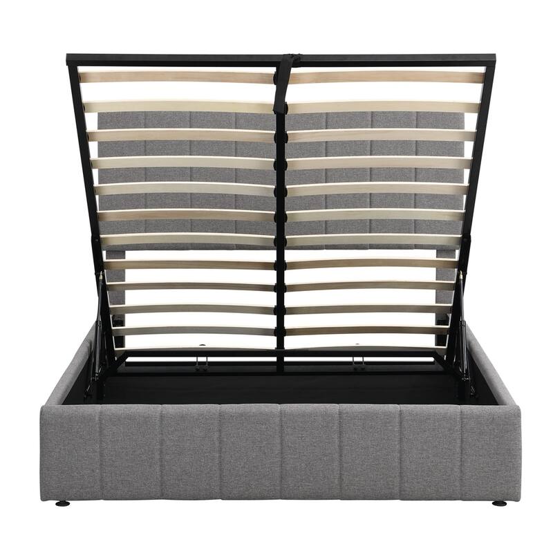 Upholstered Platform bed with a Hydraulic Storage System -