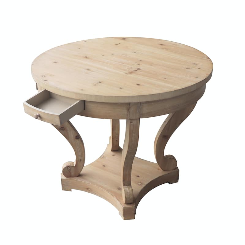 Sleek Round Farmhouse Style Side Table with Curved Legs