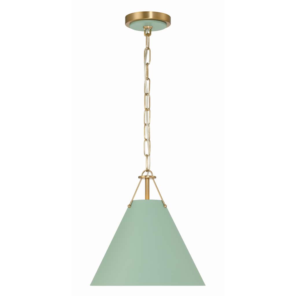 Xavier 1 Light Vibrant Gold and Green Mini Pendant - 12"W x 12"H x 12"D