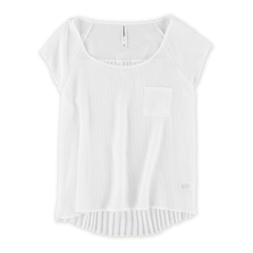 Aeropostale Womens Sheer Chiffon Pleated Tunic Blouse