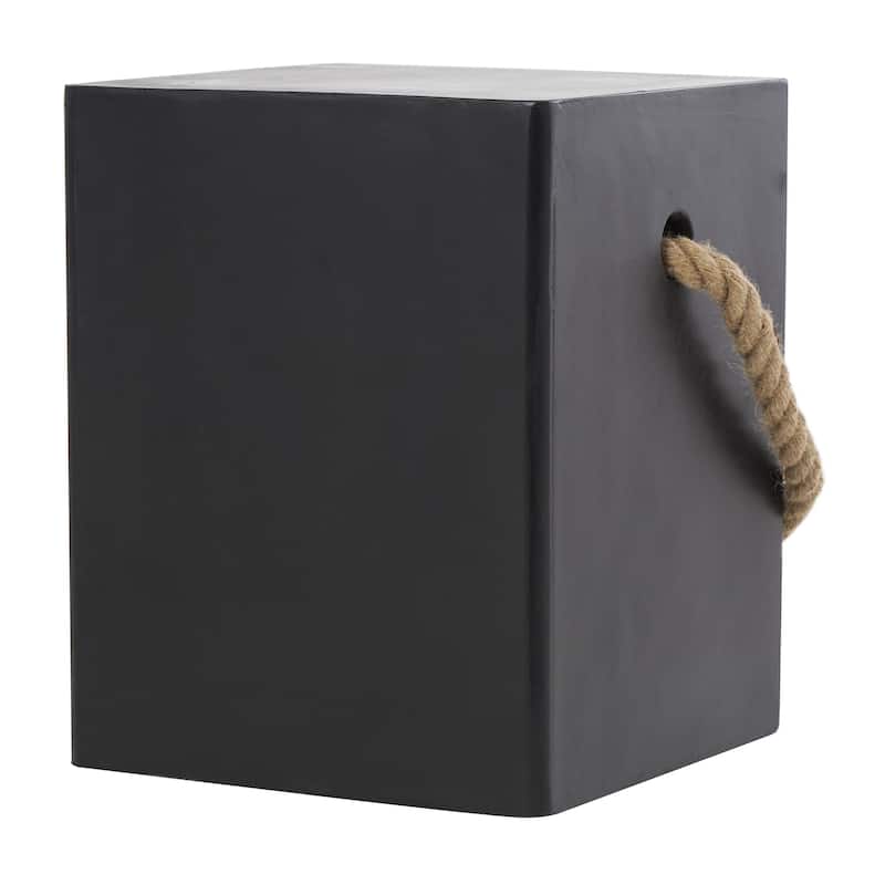 Magnesium Oxide Lightweight Outdoor Accent Table with Rope Handle - Black or White - Roche River Decor