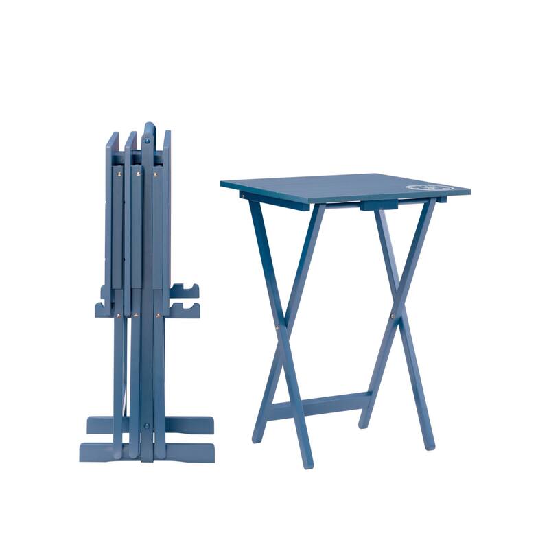 4-Piece Folding Planked Top Tray Table Set - 26.5" - Blue