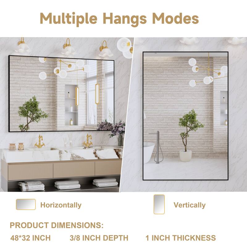 QuivaraView Wall Mounted Aluminum Frame Bathroom Vanity Mirror