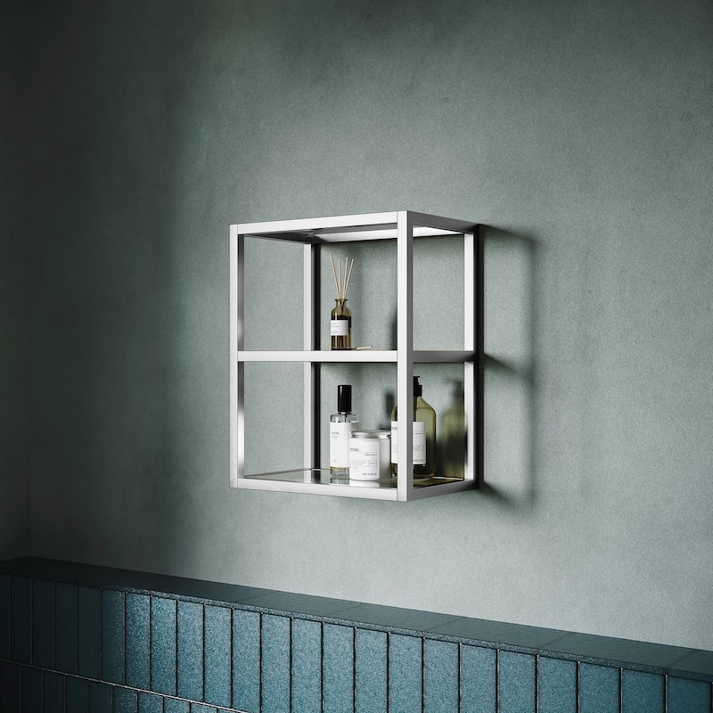 Pierre 16"X20"X10" Wall-Mounted Linen Cabinet In Chrome - 15.7" x 9.8" 19.7"