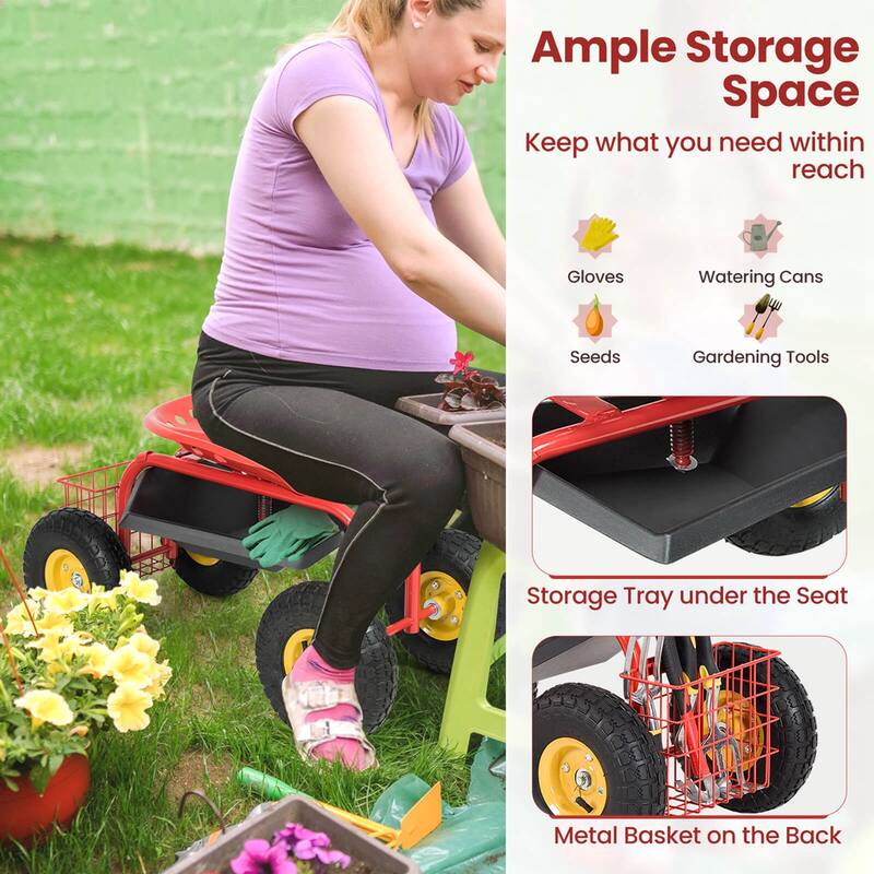 Costway Rolling Tray Gardening Planting with Work Seat Garden Cart - See Details