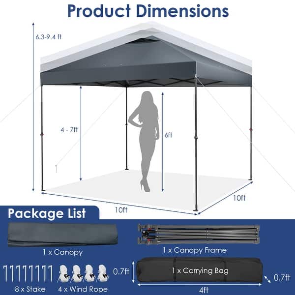 Costway Patio 10x10ft Outdoor Instant Pop-up Canopy Folding Tent Sun ...