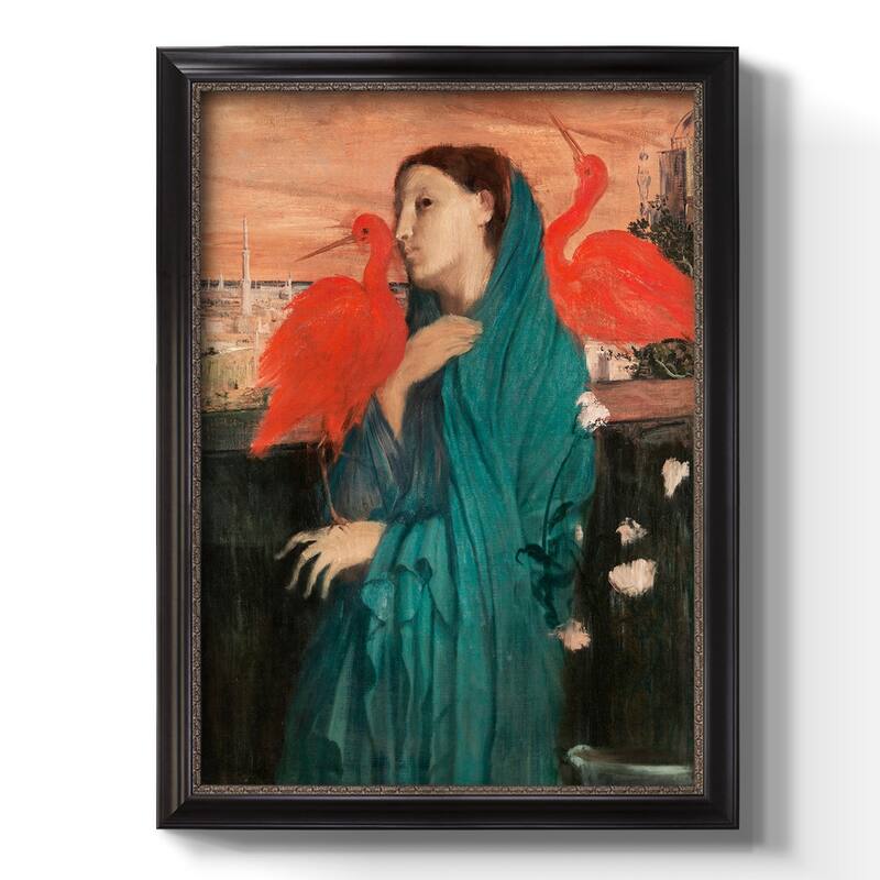 Young Woman with Ibis Premium Framed Canvas- Ready to Hang