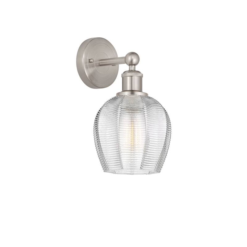 Innovations Lighting 616-1W-11-6 Norfolk Sconce Norfolk 11" Tall Wall - Brushed Satin Nickel / Clear