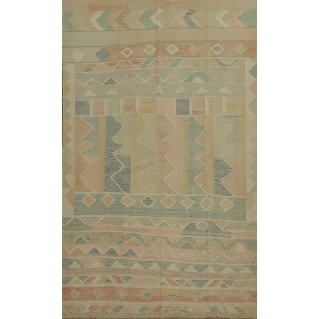 Hand Woven Oriental 100% Wool Carpet Southwestern Tribal Multi-Colored Kilim Area Rug - 9' 0'' X 5' 8''