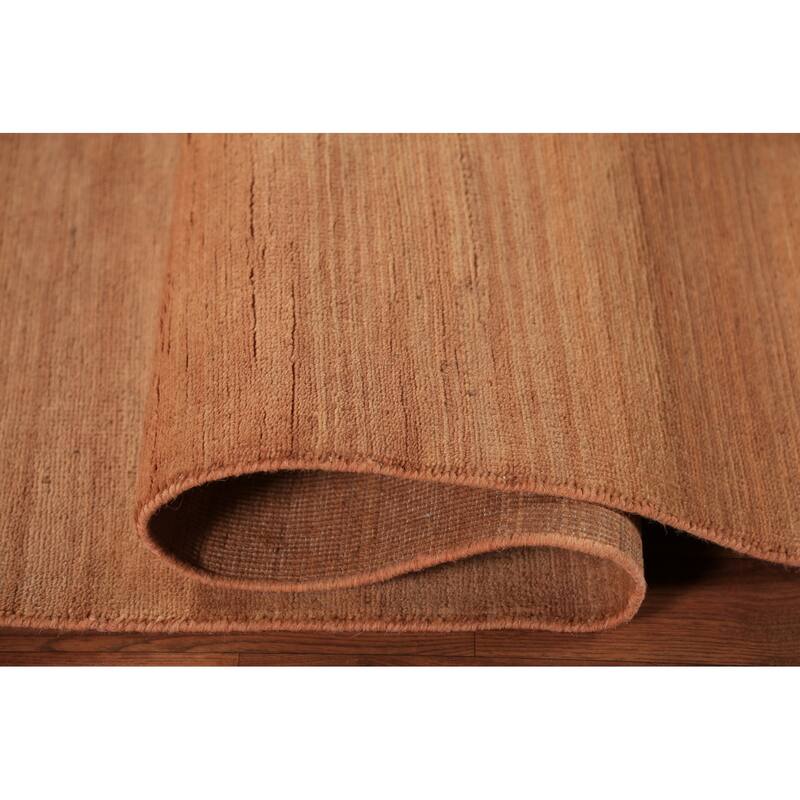 Modern Gabbeh Oriental Area Rug Hand-Knotted Solid Wool Carpet - 6'0" x 8'10"