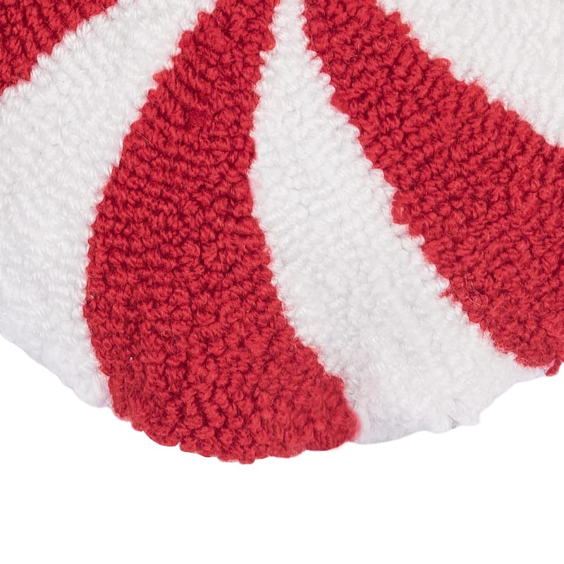 Mini Round Peppermint Hooked Pillow