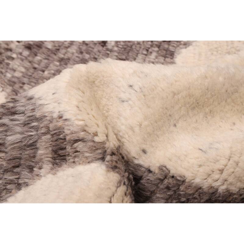 ECARPETGALLERY Hand-knotted Looma Cream, Dark Grey Wool Rug - 8'2 x 10'2