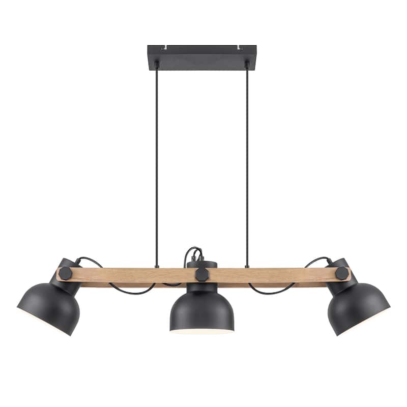 3-Light Industrial Linear Kitchen Island Pendant Light Dome Shades - Dia.32.68-in