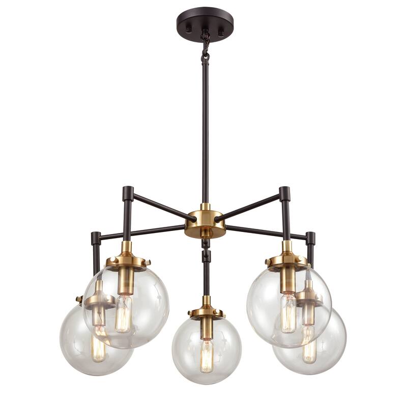 Boureaux Metal and Glass Orb Chandelier - 5-Light, 23 in. W - Matte Black