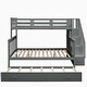 preview thumbnail 12 of 28, Twin Over Full Size Wood Bunk Bed with Twin size Trundle, Stairway, Storage and Guard Rail