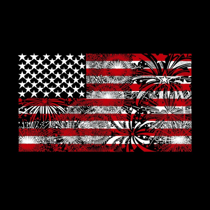 LA Pop Art Men's Premium Blend Word Art T-shirt - Fireworks American Flag