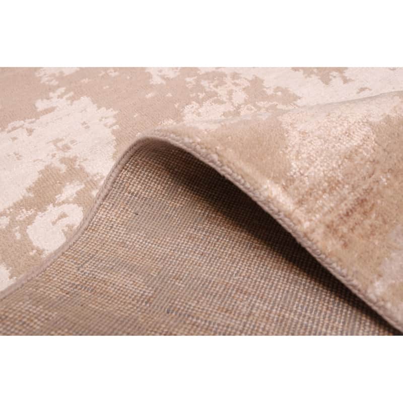 ECARPETGALLERY Hand-knotted Legacy Tan Silk, Wool Rug - 2'7 x 12'3