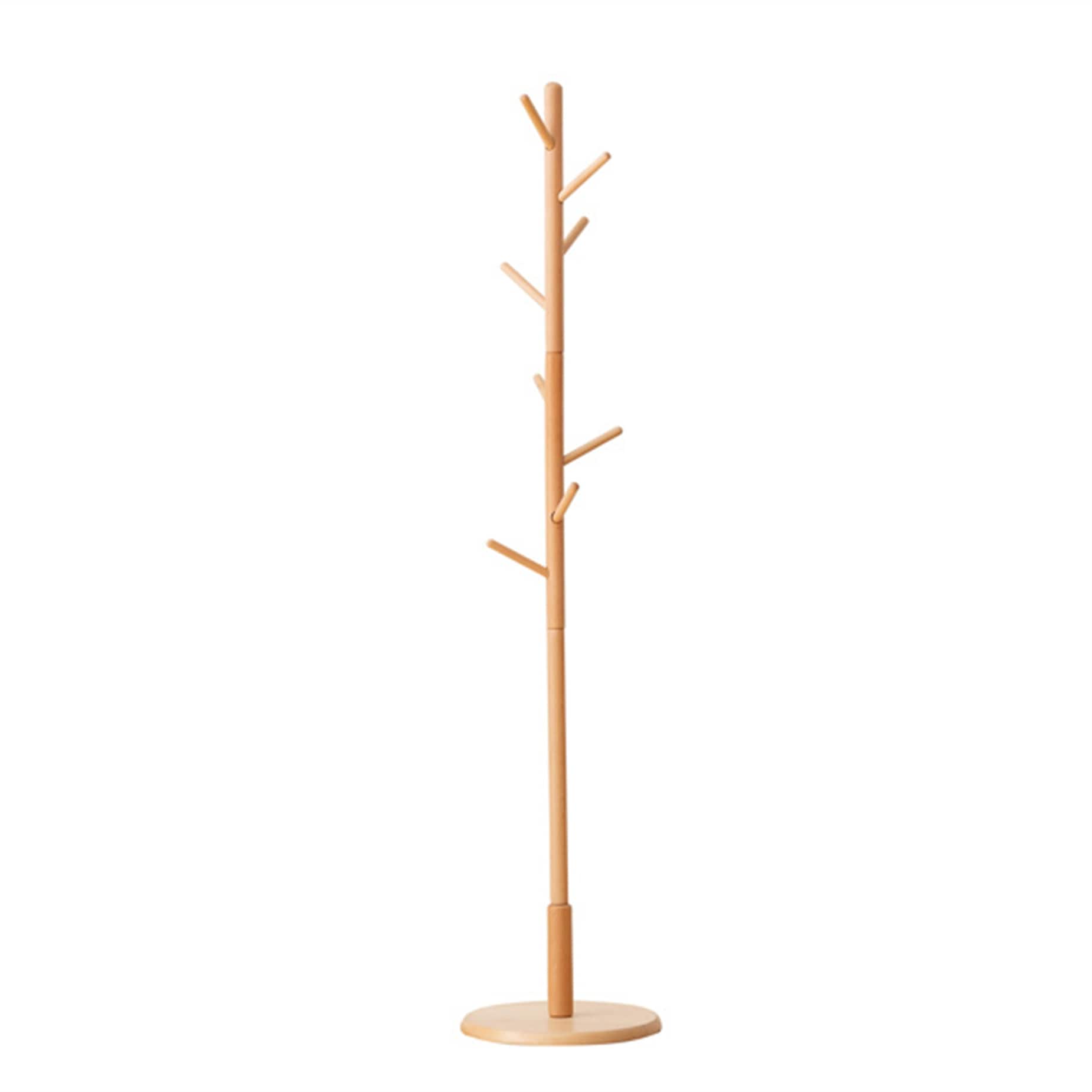 Premium bamboo coat rack tree with 8 hooks online 3 adjustable sizes free standing wooden coat rack