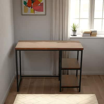 Wooden Desk with 2 Open Shelves - 42" - Brown and Black