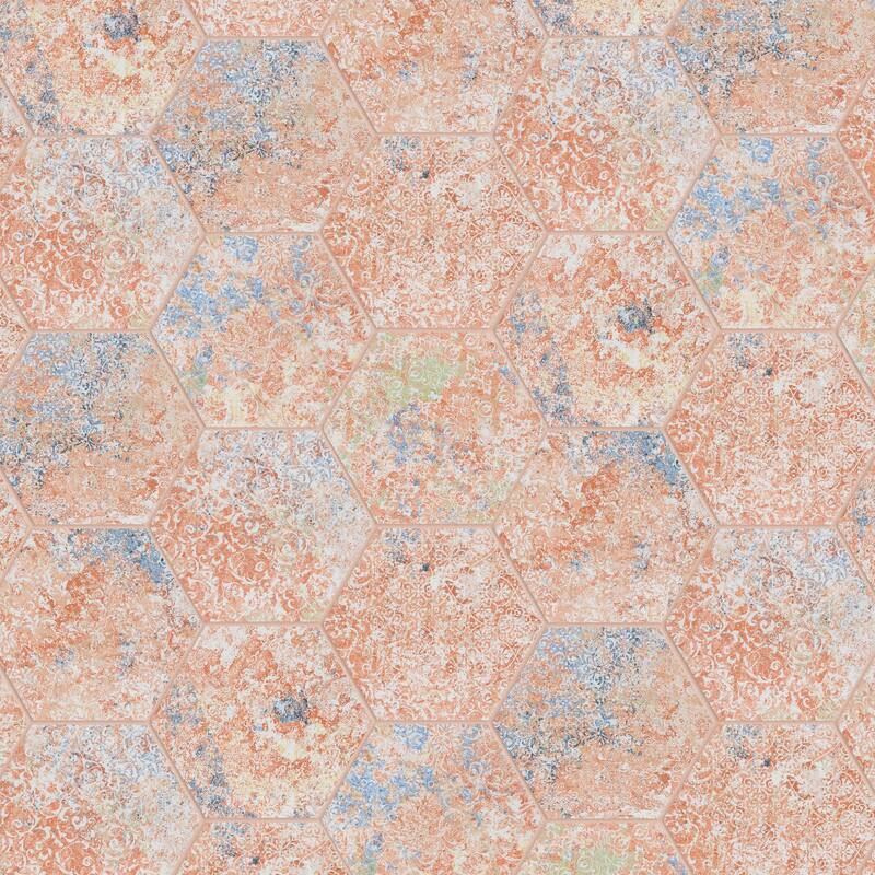 Merola Tile Emotion Hex Red 9-7/8" x 11-1/4" Porcelain Floor and Wall Tile