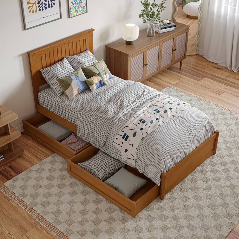 Malta Platform Bed with Panel Footboard and Storage Drawers