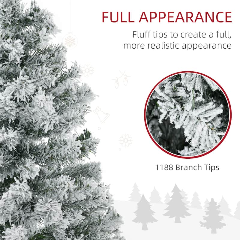 7.5ft Prelit Snow Flocked Christmas Tree with 500 Warm White LED Lights