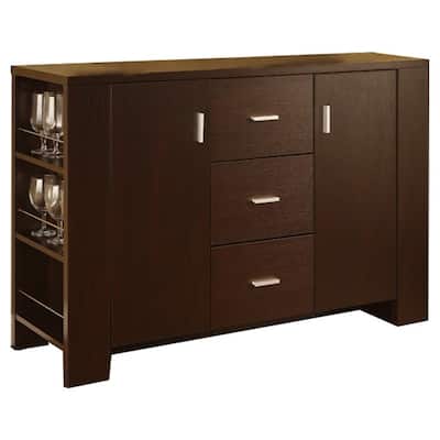 Modern Dining Buffet Sideboard Server in Cappuccino Finish - 48"W x 11.5"D x 33"H