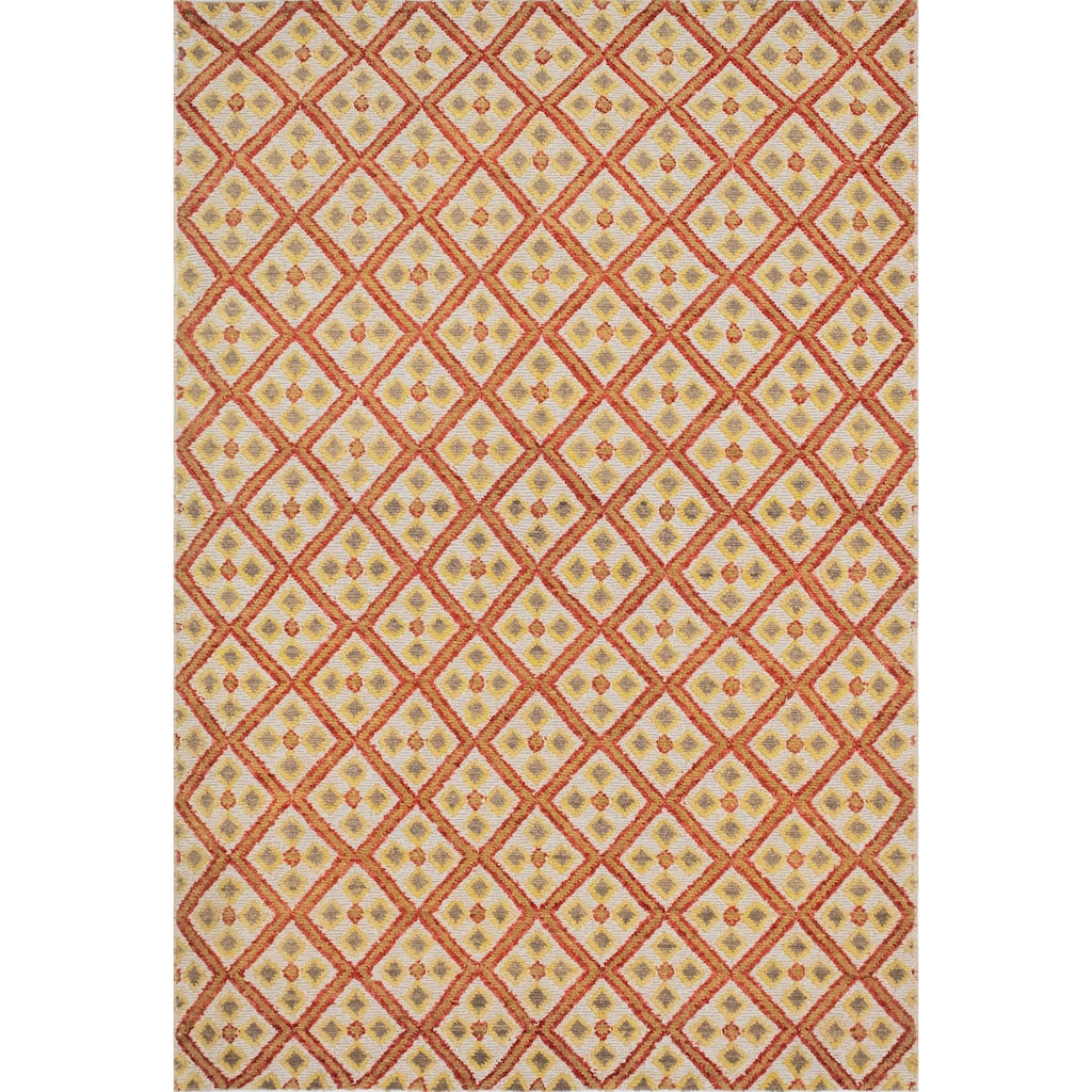 Noori Rug Tillah Lane Silver/Red Rug - 4'2" x 6'1"