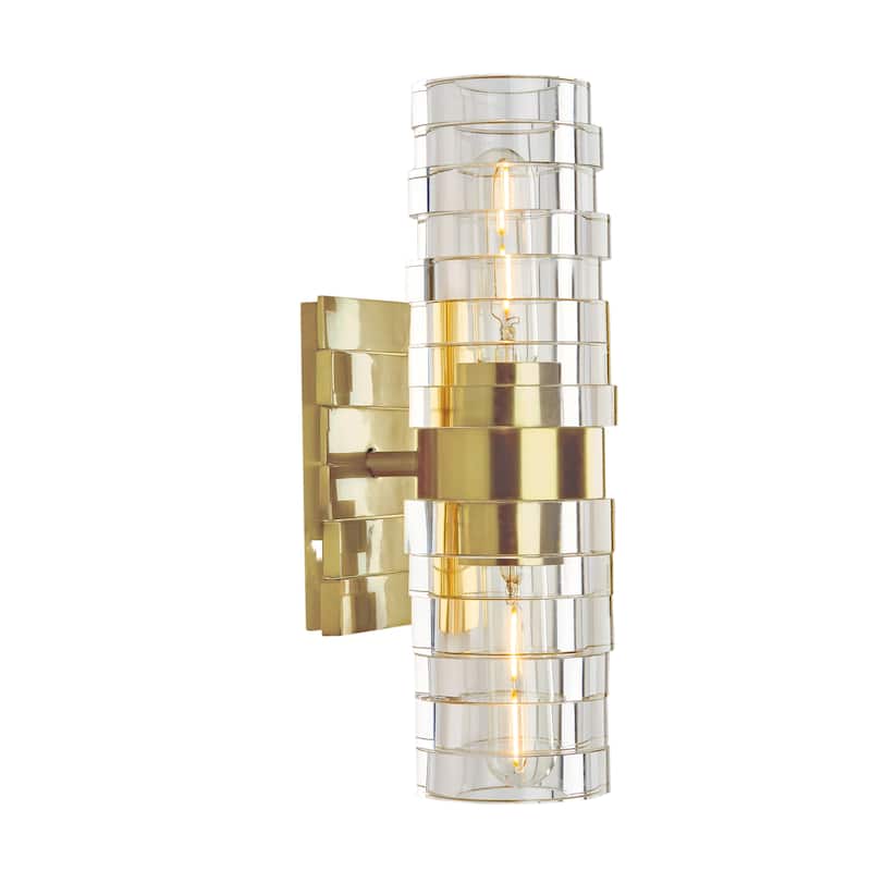 Murano 13.5'' High 2-Light Sconce - Satin Brass - 13.5 inch Tall