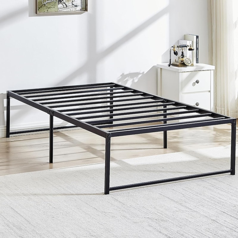 VECELO 14/16/18 inch Metal Platform Bed Frames Steel Slat,Mattress Foundation with Steel Slat Support/No Box Spring Needed