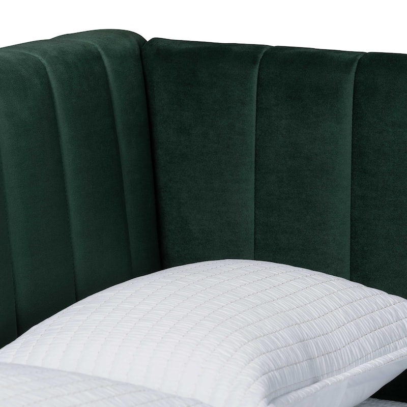 Oksana Light Grey Velvet with Goldtone Legs Daybed