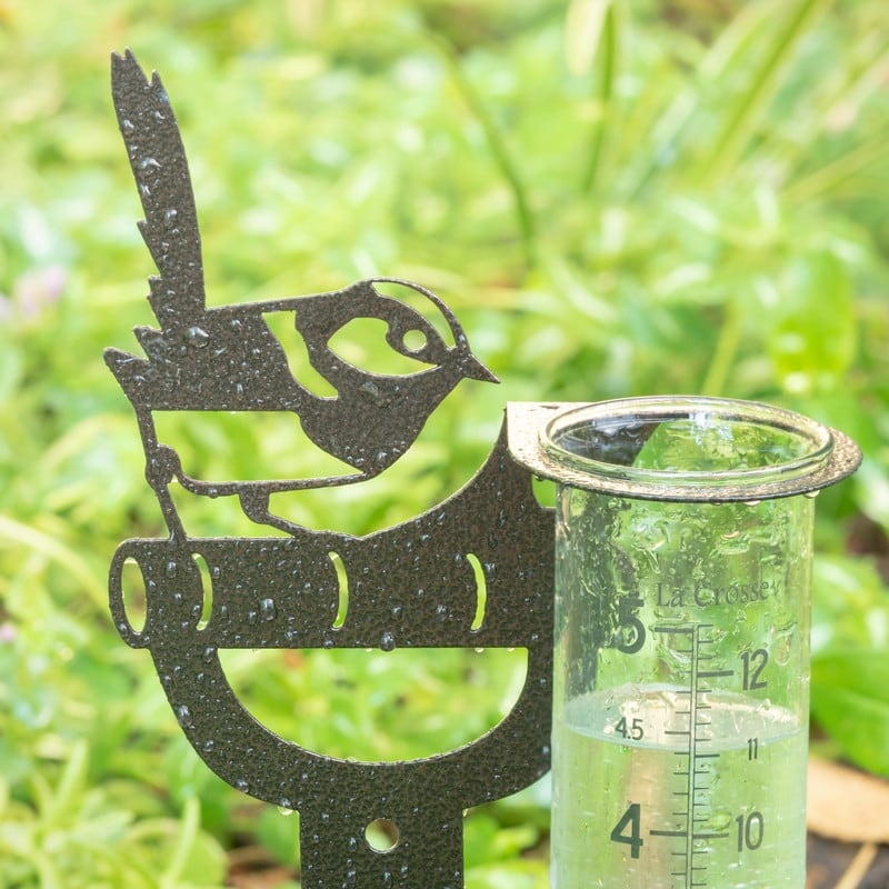 La Crosse Bird/Shovel Metal Rain Gauge with 5" Glass Tube