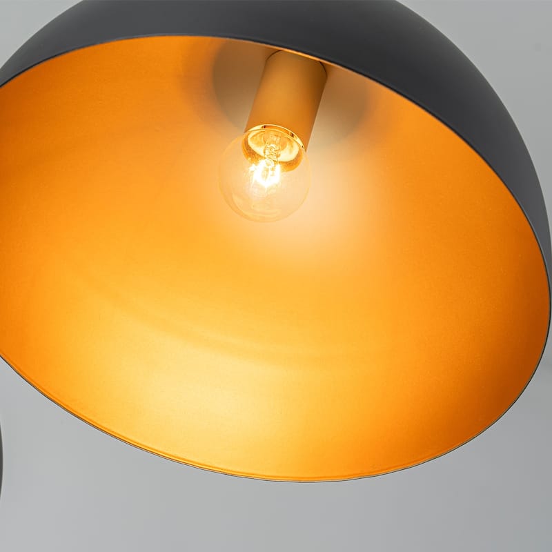 Modern Black and Gold Dome 3-Light Pendant Chandelier - W24.02"