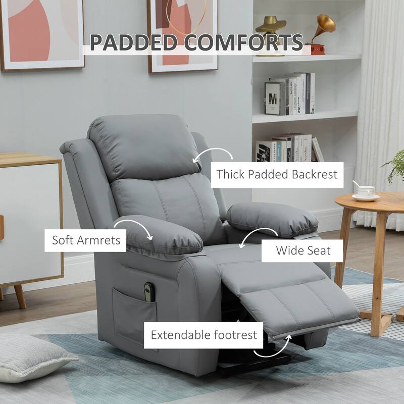 HOMCOM Living Room Power Lift Chair, PU Leather Electric Recliner Sofa Chair for Elderly with Remote Control