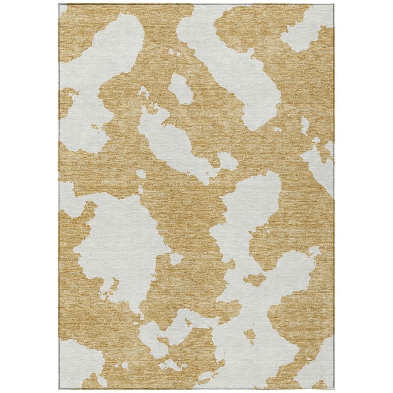 Machine Washable Indoor/ Outdoor Contemporary Abstract Chantille Rug