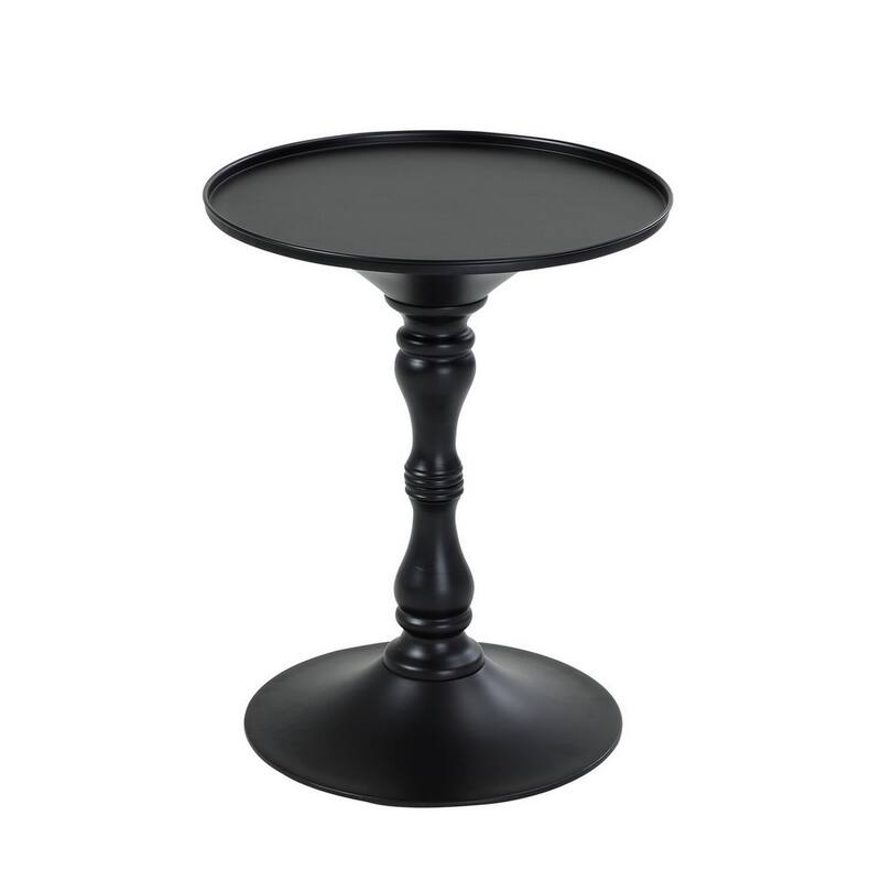18 in. Black Round Metal End Table, Durable Hourglass Frame