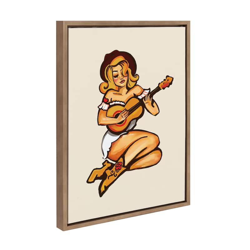 Kate and Laurel Sylvie Smokey Eyes Cowgirl Framed Canvas by The Whiskey Ginger - 18x24 - Gold