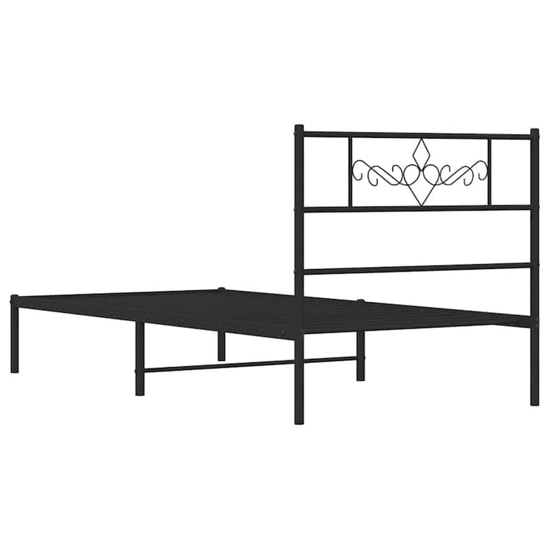 vidaXL 12 Inches Black Twin Metal Bed Frame No Mattress - 77.2" x 41.3" x 35.4"