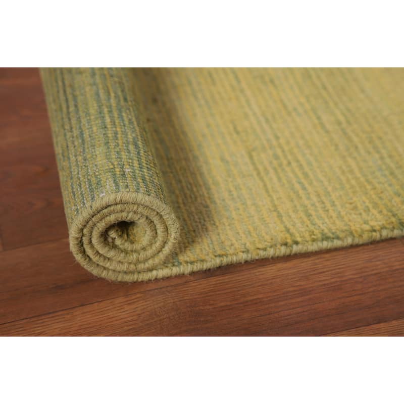 Yellow & Green Modern Gabbeh Oriental Rug Hand-Knotted Wool Carpet - 1'11"x 3'0"