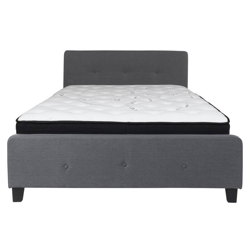Button Tufted Upholstered Platform Bed with Pocket Spring Mattress