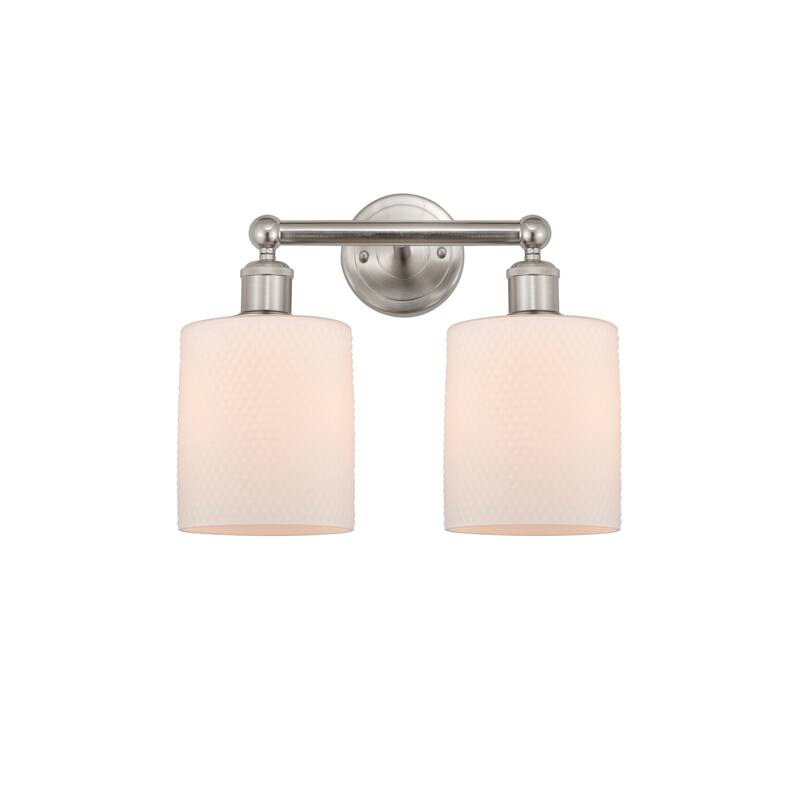 Innovations Lighting 616-2W-12-14 Cobbleskill Vanity Cobbleskill 2 - Brushed Satin Nickel / Matte White