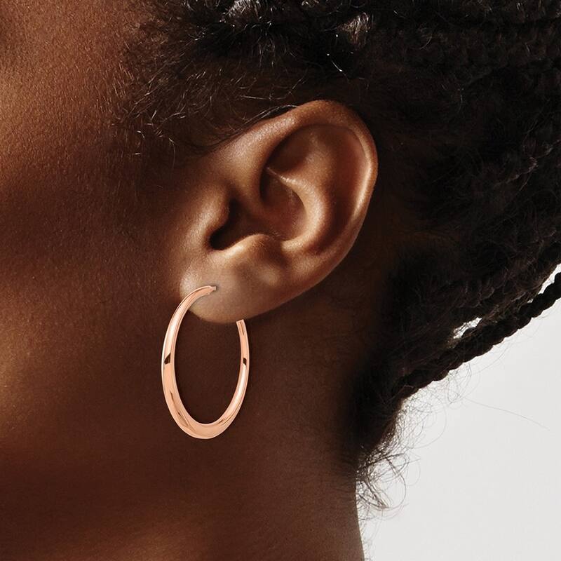Curata 14k Rose Gold Polished Hoop Post Earrings - 32.1x32.2mm