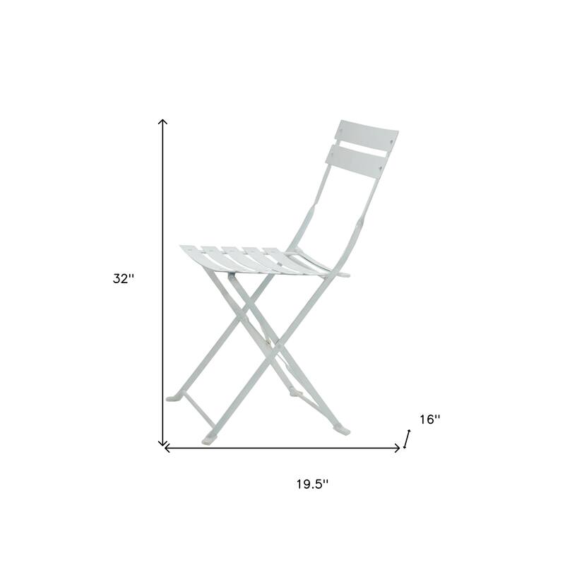 Set of Two White Aluminum Outdoor Folding Dining Chairs