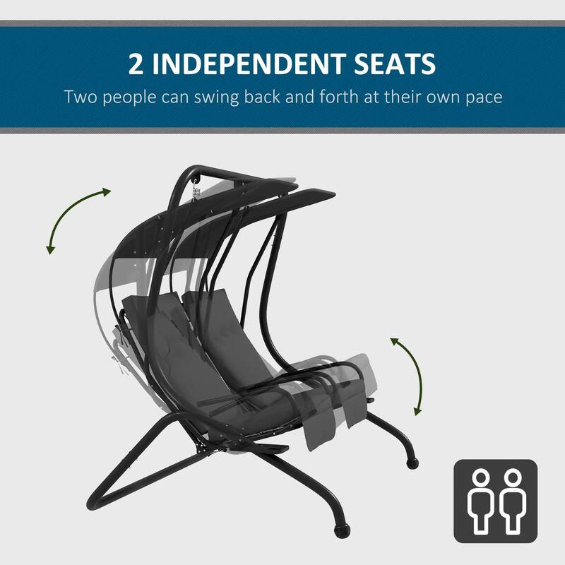 Cozy 2-Seater Outdoor Swing Chair with Cup Holder and Removable Canopy
