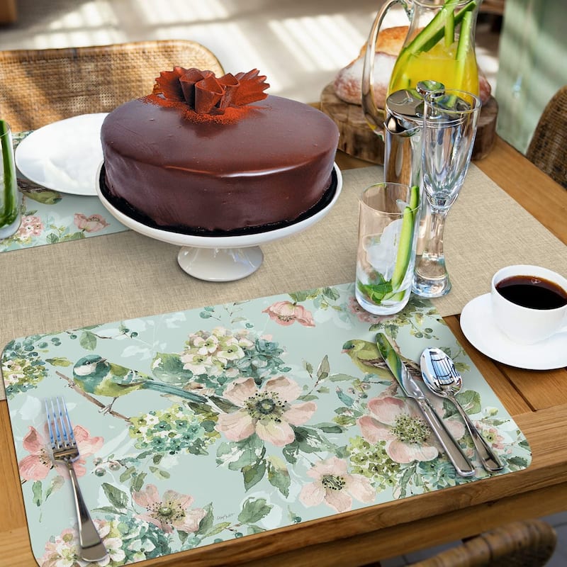 CounterArt Mint Crush, Reversible Easy Care Flexible Plastic Placemat 4 Pack Made in The USA