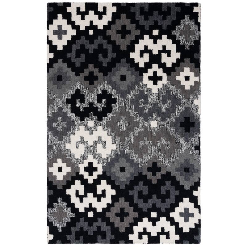 SAFAVIEH Handmade Metro Gunvor French Country Wool Rug - 3' x 5' - Black/Ivory